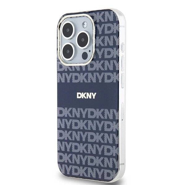 DKNY IML Mono & Stripe MagSafe Hülle iPhone 15 Pro – Blau