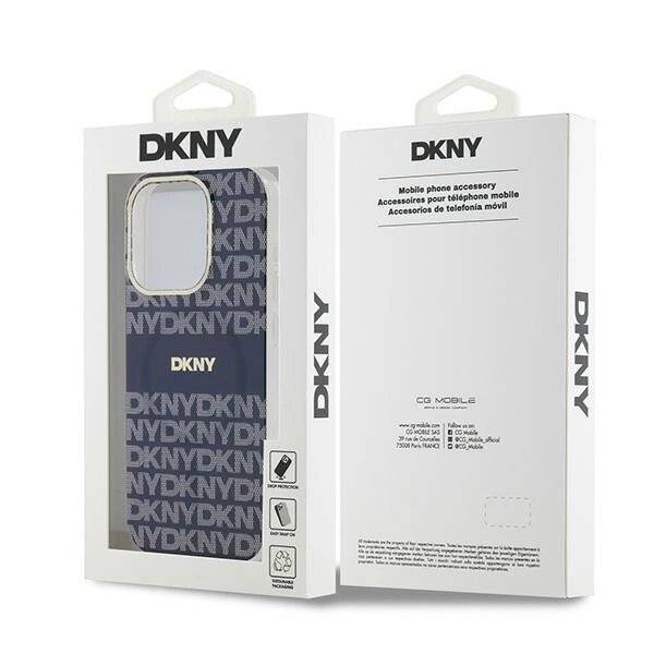 DKNY IML Mono & Stripe MagSafe Hülle iPhone 15 Pro – Blau