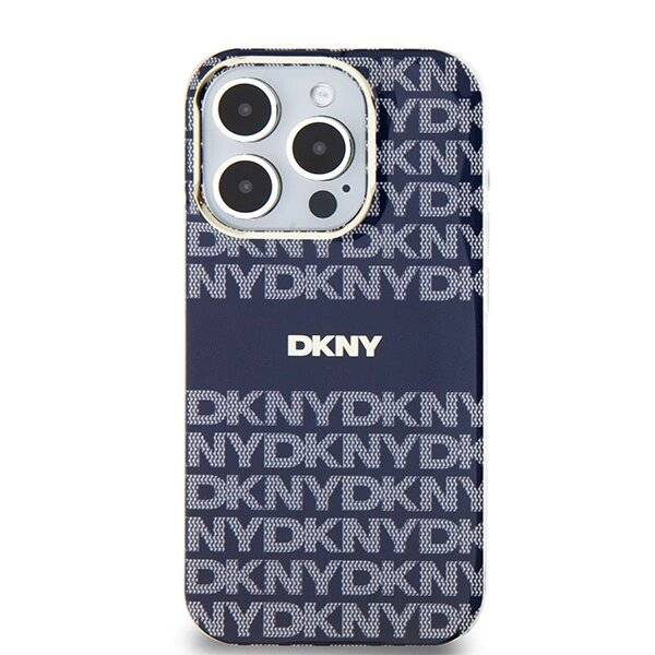 DKNY IML Mono & Stripe MagSafe Hülle iPhone 15 Pro – Blau