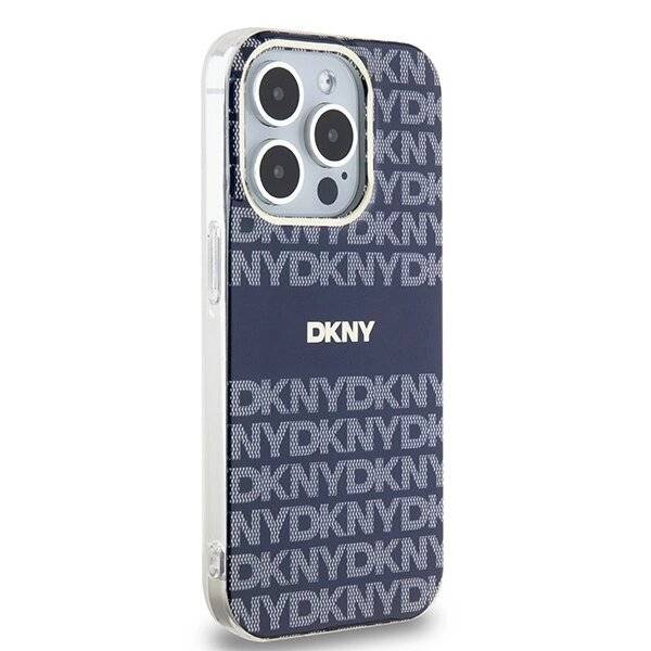 DKNY IML Mono & Stripe MagSafe Hülle iPhone 15 Pro Max – blau