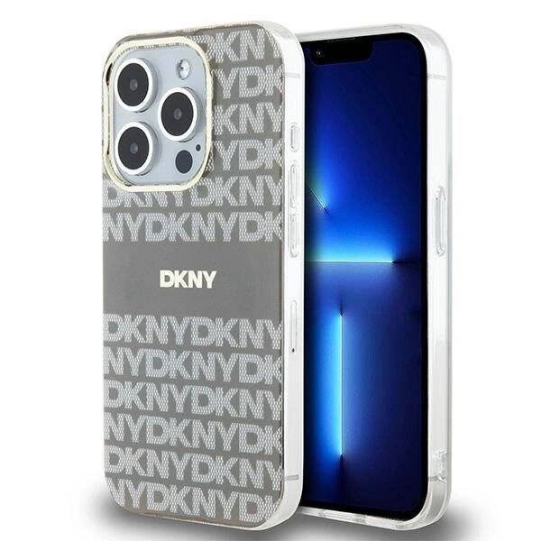 DKNY IML Mono & Stripe MagSafe Hülle iPhone 15 Pro Max – Beige