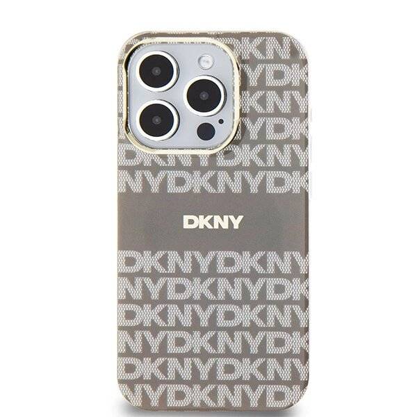 DKNY IML Mono & Stripe MagSafe Hülle iPhone 15 Pro Max – Beige