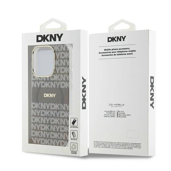 DKNY IML Mono & Stripe MagSafe Hülle iPhone 15 Pro – Beige