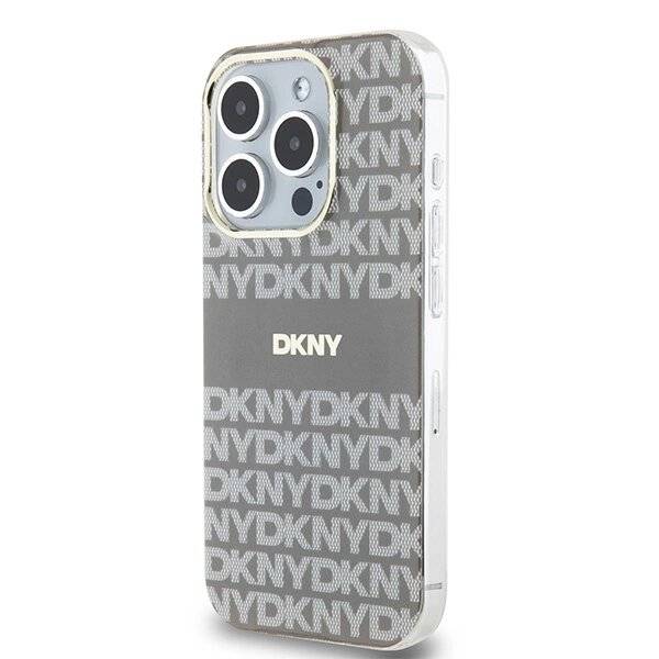 DKNY IML Mono & Stripe MagSafe Hülle iPhone 15 Pro – Beige