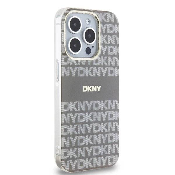 DKNY IML Mono & Stripe MagSafe Hülle iPhone 15 Pro – Beige