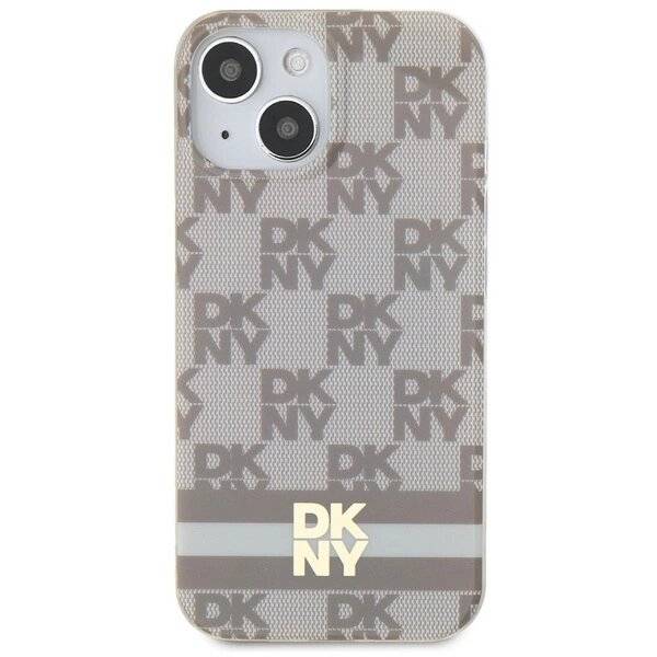 DKNY IML Checkered Mono Pattern & Printed Stripes MagSafe Hülle iPhone 15 Plus / 14 – Beige