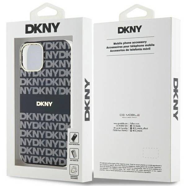 DKNY IML Mono & Stripe MagSafe Hülle iPhone 15 Plus / 14 – Schwarz