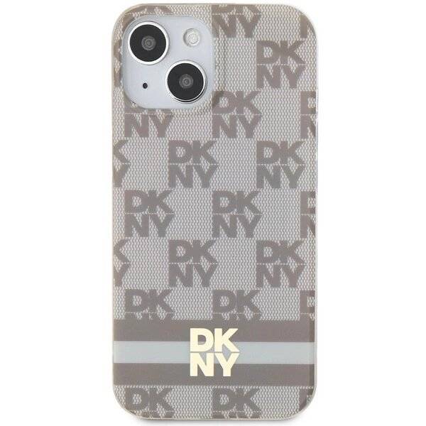 DKNY IML Checkered Mono Pattern & Printed Stripes MagSafe-Hülle iPhone 15 / 14 13 – Beige