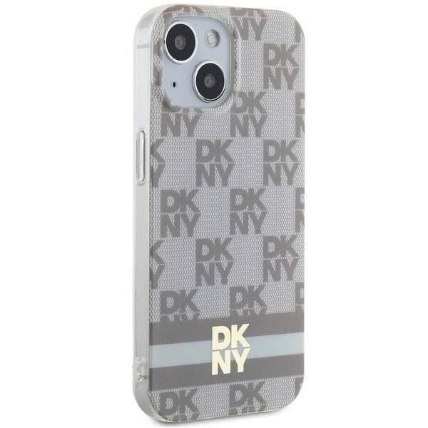 DKNY IML Checkered Mono Pattern & Printed Stripes MagSafe-Hülle iPhone 15 / 14 13 – Beige