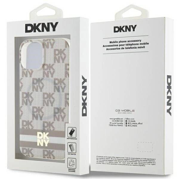 DKNY IML Checkered Mono Pattern & Printed Stripes MagSafe-Hülle iPhone 15 / 14 13 – Beige