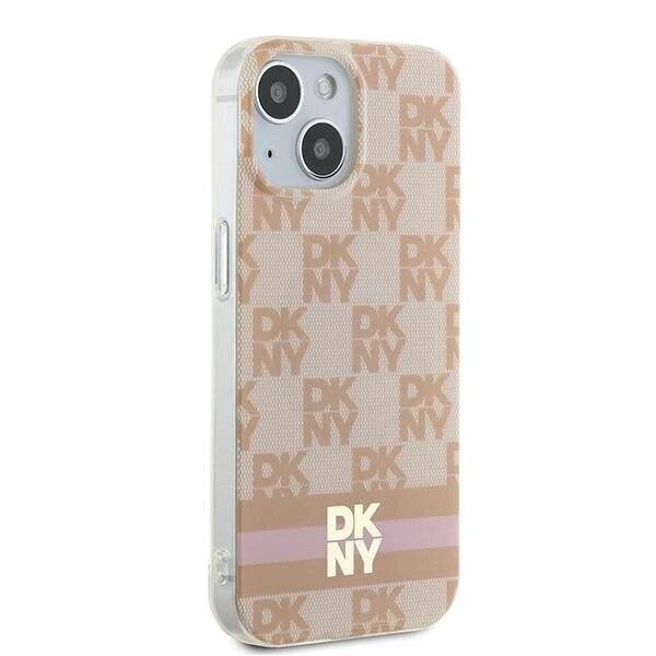 DKNY IML Checkered Mono Pattern & Printed Stripes MagSafe-Hülle iPhone 15 / 14 13 – Rosa