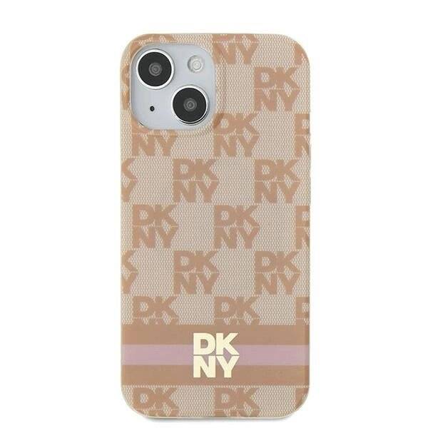 DKNY IML Checkered Mono Pattern & Printed Stripes MagSafe-Hülle iPhone 15 / 14 13 – Rosa
