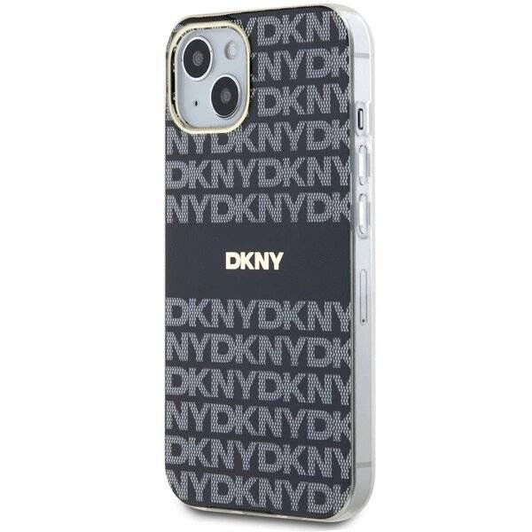 DKNY IML Mono & Stripe MagSafe Hülle iPhone 15/14/13 – Schwarz