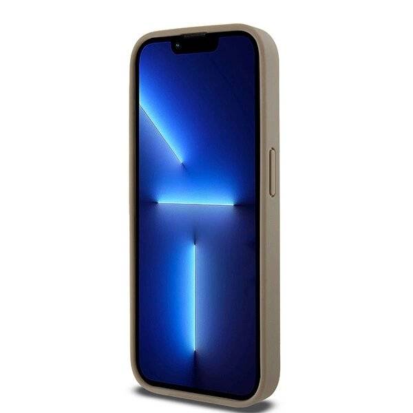 DKNY MagSafe Lederhülle bedrucktem Muster Metalllogo iPhone 15 Pro Max – Braun