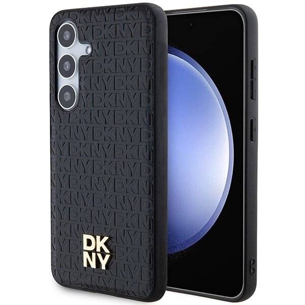 DKNY Leather Pattern Metal Logo MagSafe-Hülle Samsung Galaxy S24 – Schwarz