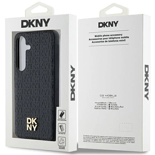 DKNY Leather Pattern Metal Logo MagSafe-Hülle Samsung Galaxy S24 – Schwarz