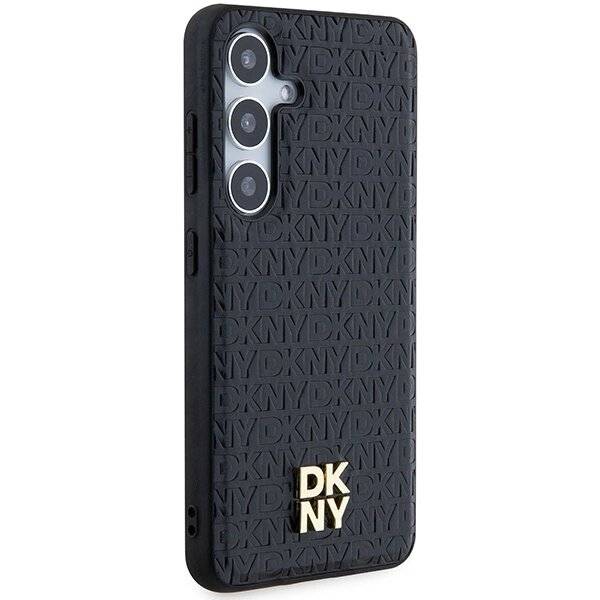 DKNY Leather Pattern Metal Logo MagSafe-Hülle Samsung Galaxy S24 – Schwarz