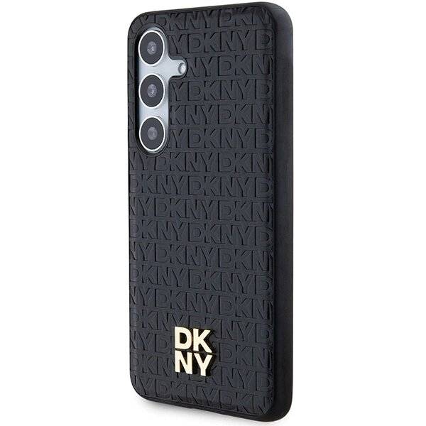 DKNY Leather Pattern Metal Logo MagSafe-Hülle Samsung Galaxy S24 – Schwarz