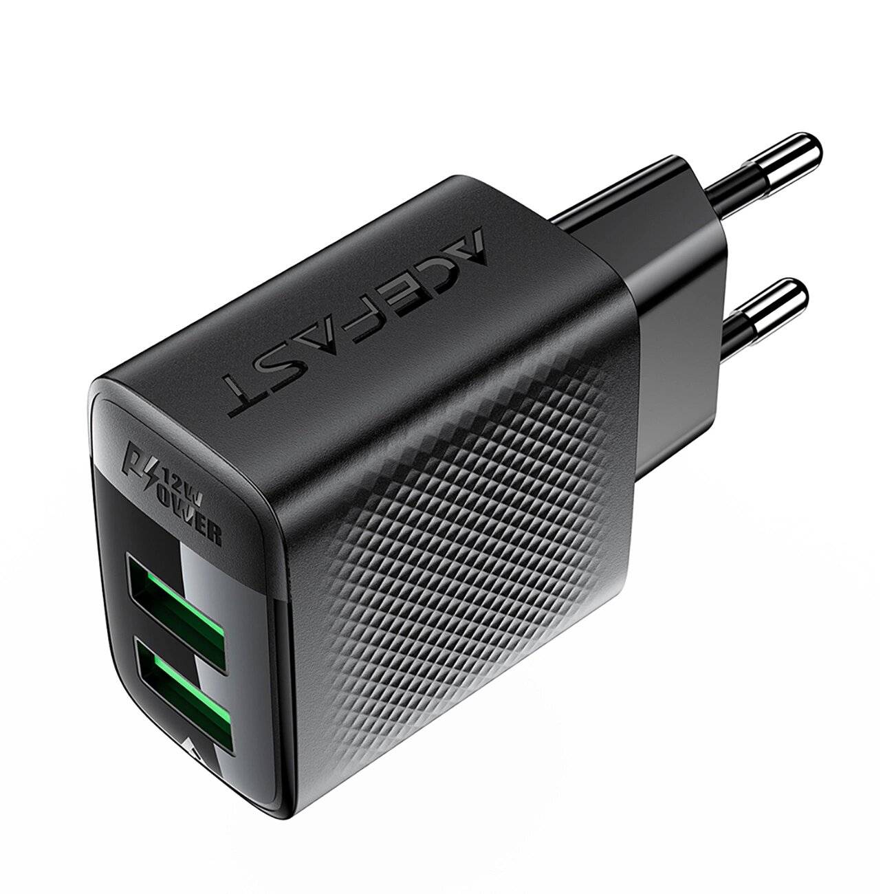 Acefast A86 Netzladegerät 2x USB-A 12W - Schwarz