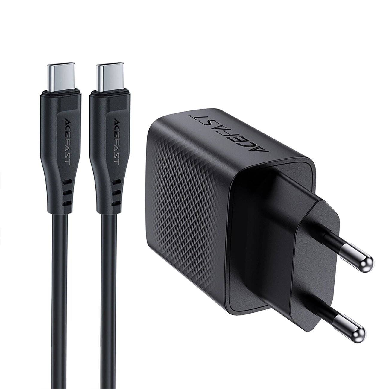 Acefast A82 GaN USB-C PD 20W Netzwerkladegerät - Schwarz + / USB-C-Kabel