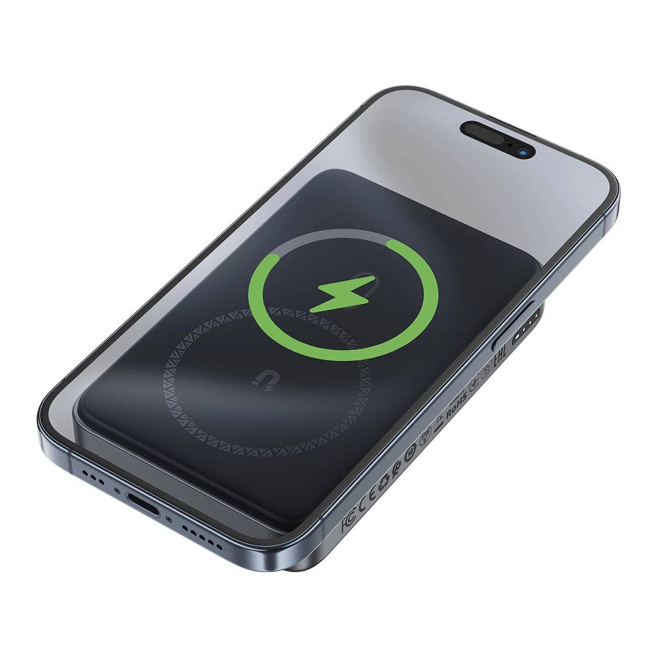 Acefast M10 magnetische Powerbank 2x USB-C PD 30W 15W induktivem Laden USB-C-Kabel - Schwarz