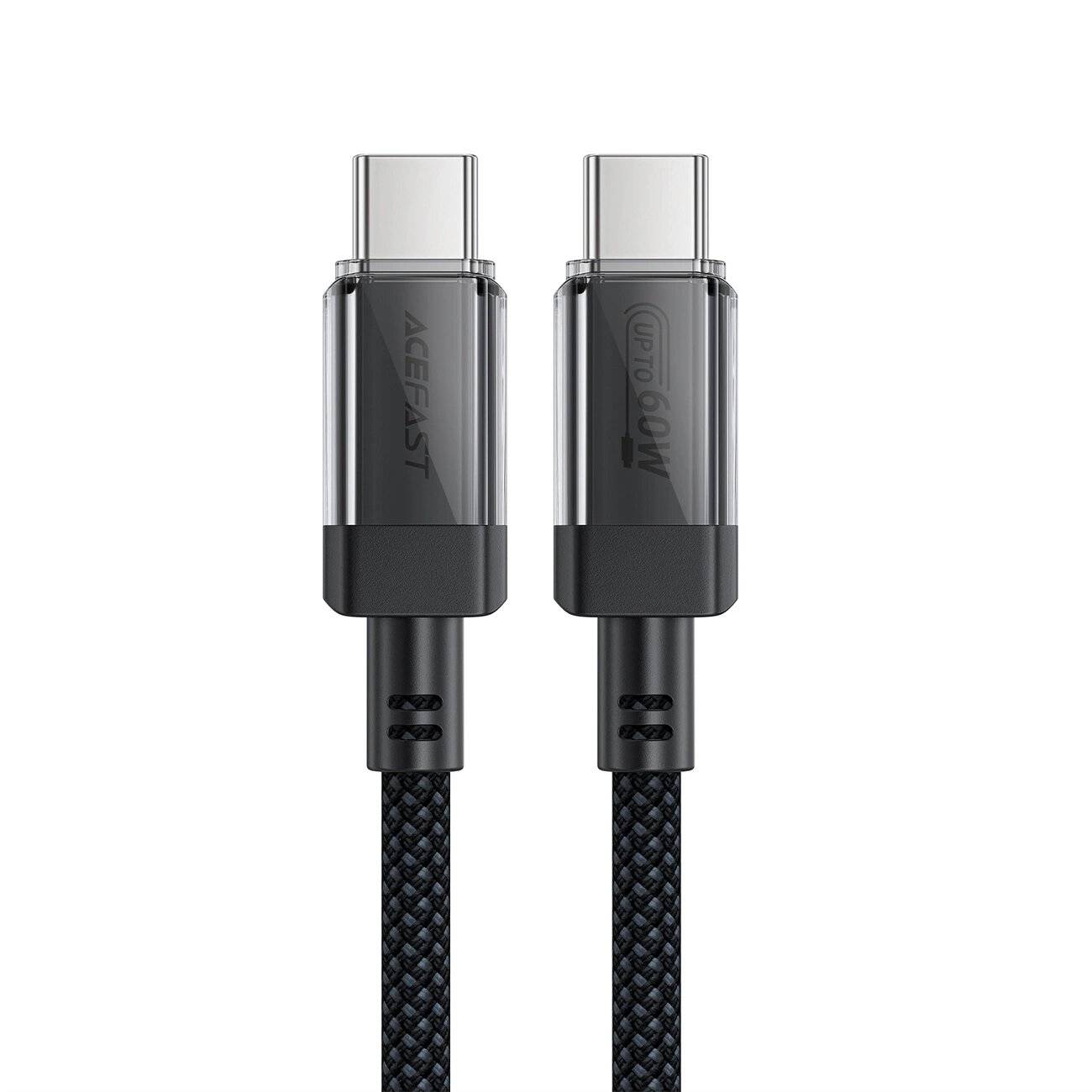 Acefast C12 USB-C / PD-Kabel 60 W 480 MB/mit Nylongeflecht – Schwarz