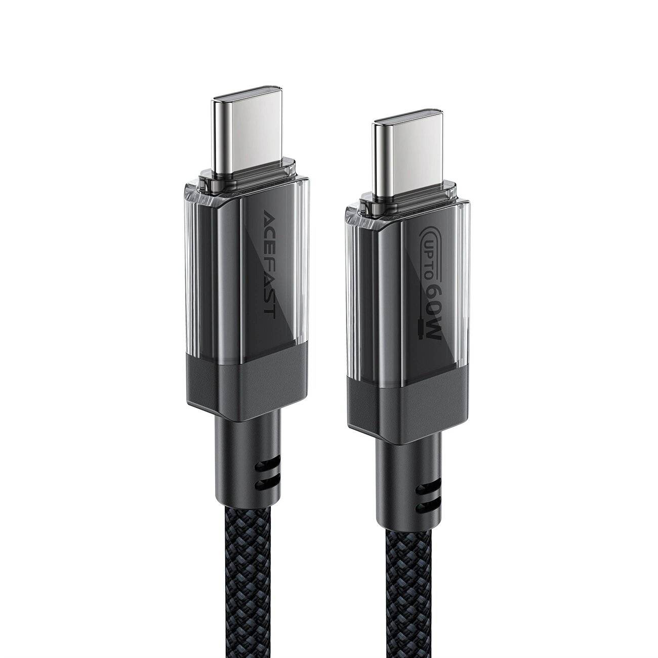 Acefast C12 USB-C / PD-Kabel 60 W 480 MB/mit Nylongeflecht – Schwarz