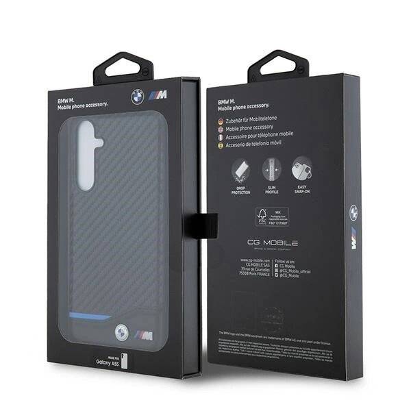 BMW Leder Carbon Hülle Samsung Galaxy A55 - schwarz