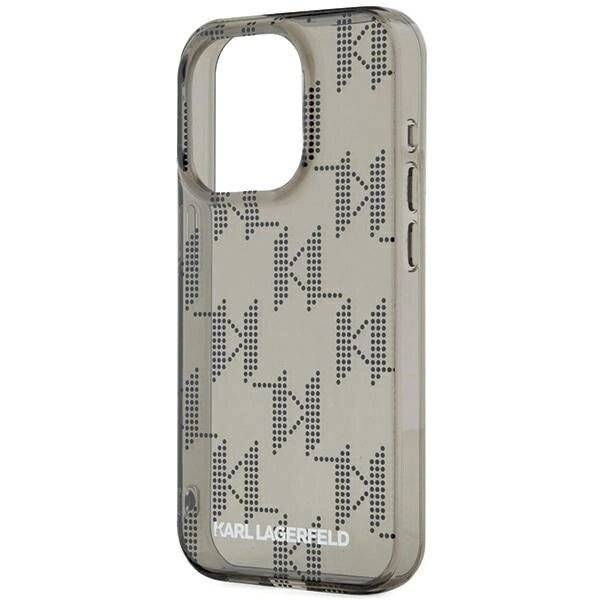 Karl Lagerfeld IML Mono KL Pattern &amp; Cord Hülle iPhone 15 Pro Max – Schwarz