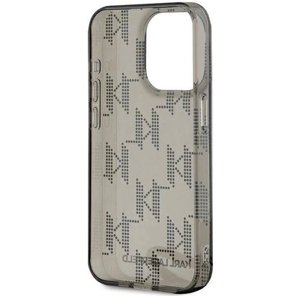 Karl Lagerfeld IML Mono KL Pattern &amp; Cord Hülle iPhone 15 Pro Max – Schwarz