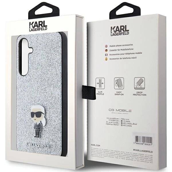 Karl Lagerfeld Fixed Glitter Ikonik Logo Metal Pin Hülle Samsung Galaxy A35 – Silber