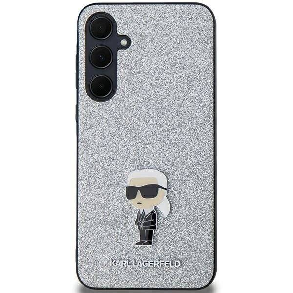 Karl Lagerfeld Fixed Glitter Ikonik Logo Metal Pin Hülle Samsung Galaxy A35 – Silber