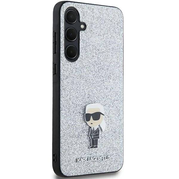 Karl Lagerfeld Fixed Glitter Ikonik Logo Metal Pin Hülle Samsung Galaxy A35 – Silber