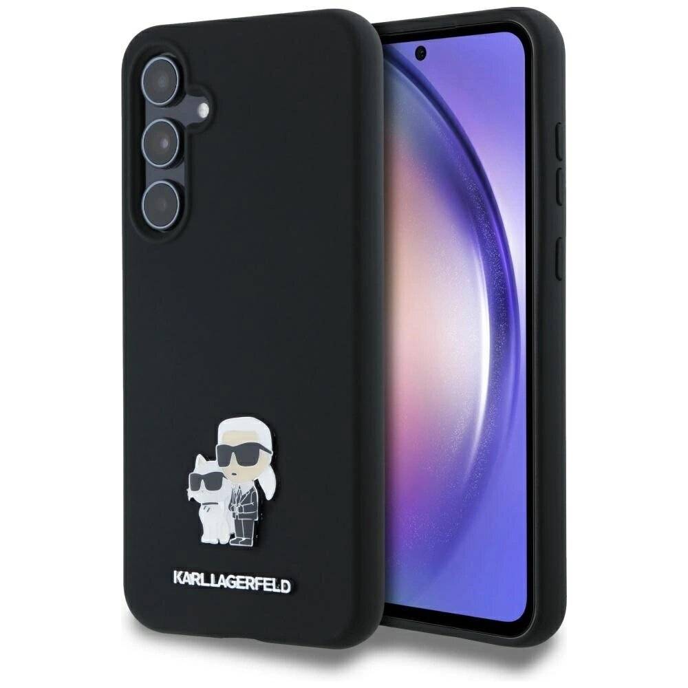 Karl Lagerfeld Silikon Karl&Choupette Metal Pin Hülle Samsung Galaxy A55 – Schwarz