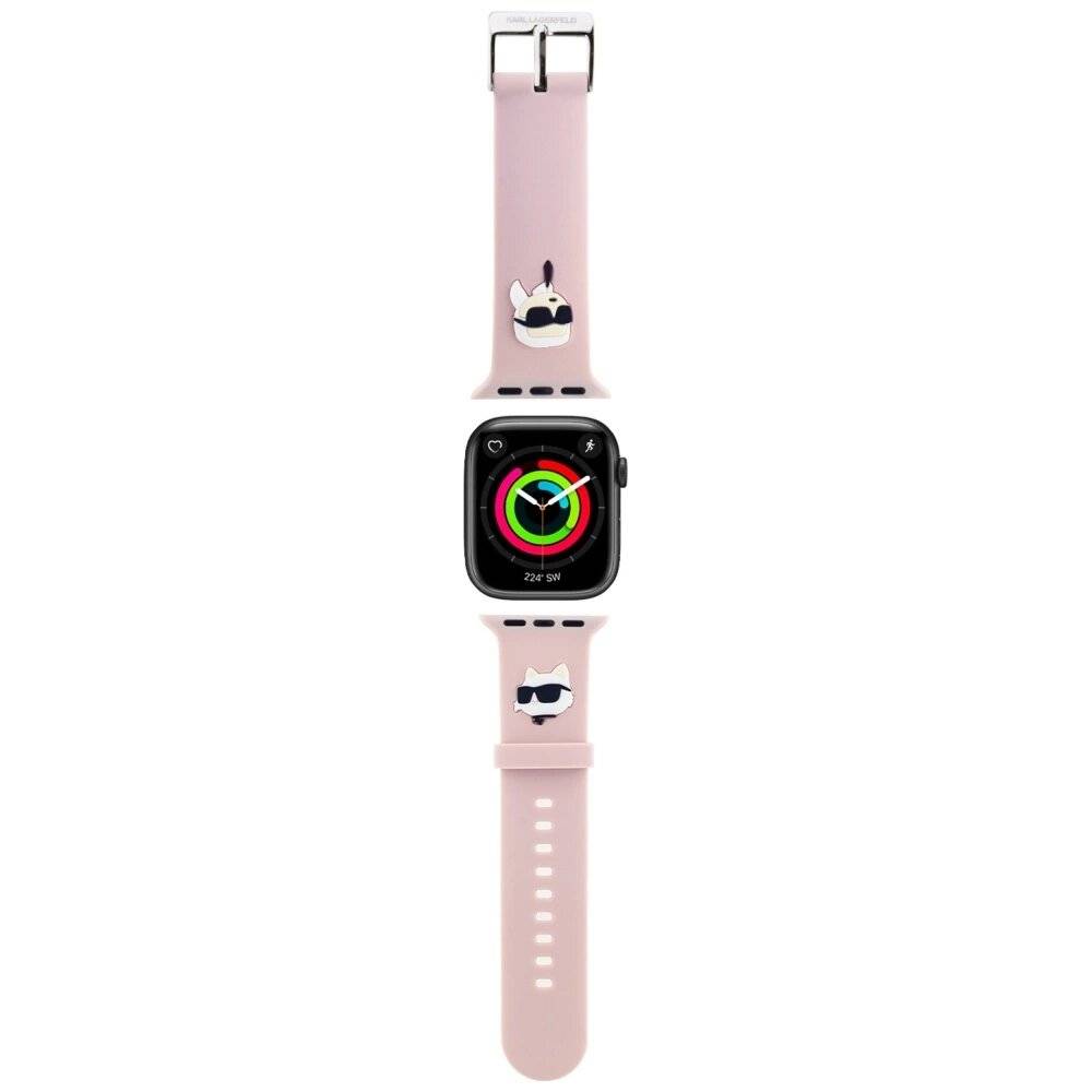 Karl Lagerfeld 3D Rubber Karl&Choupette Heads Armband Apple Watch 42/44/45/49 mm – Rosa