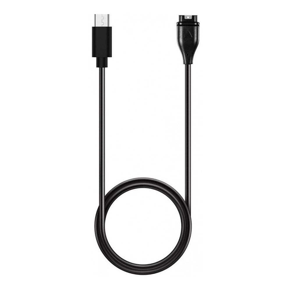 Ein einzelnes schwarzes USB-Kabel mit einem Micro-USB-Stecker an einem Ende und einem Magnetstecker am anderen Ende.