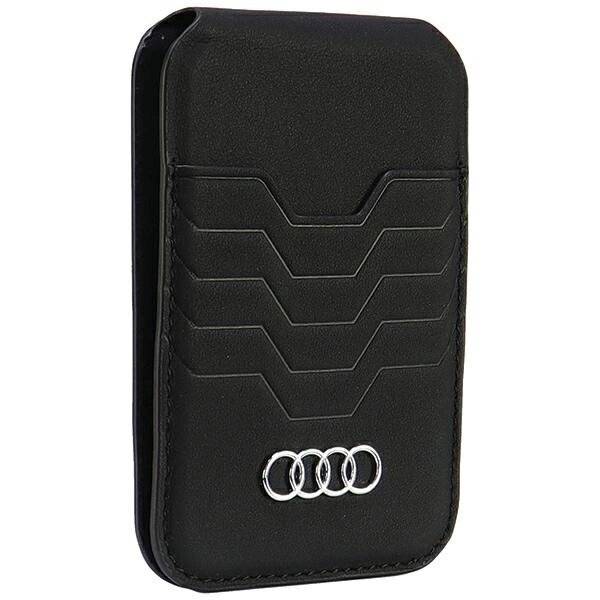 Audi Leather Wallet Card MagSafe magnetisch Ständer – schwarz