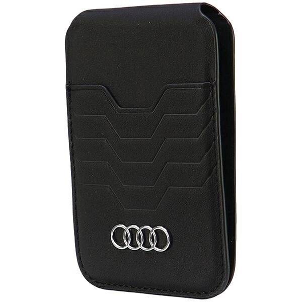Audi Leather Wallet Card MagSafe magnetisch Ständer – schwarz