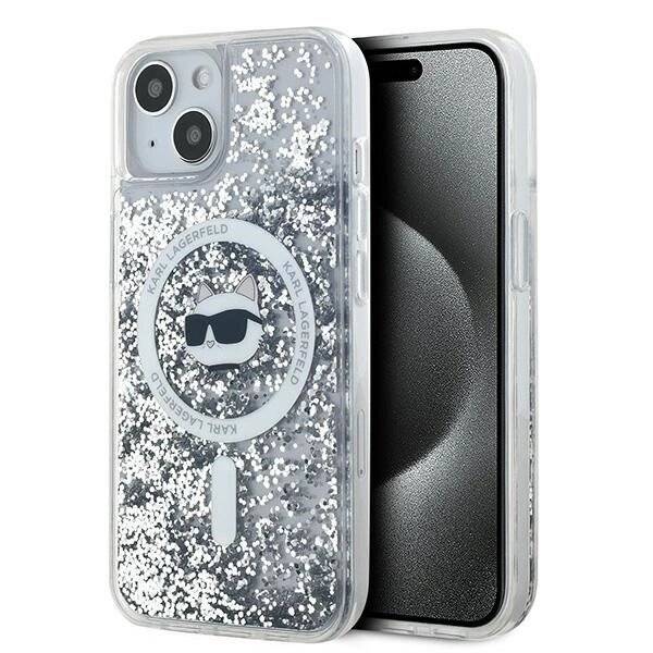 Karl Lagerfeld Liquid Glitter Choupette Head MagSafe Hülle iPhone 15 / 14 13 – transparent