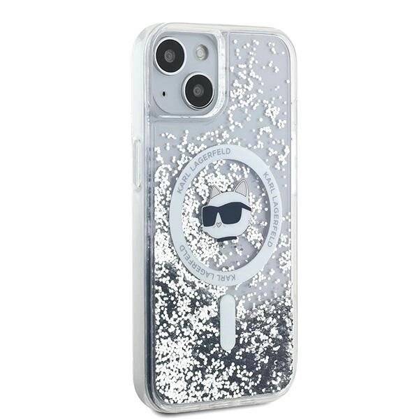 Karl Lagerfeld Liquid Glitter Choupette Head MagSafe Hülle iPhone 15 / 14 13 – transparent