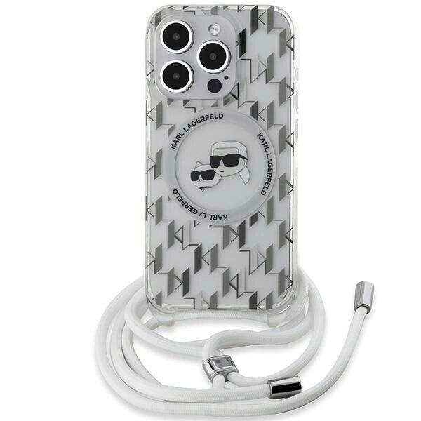 Karl Lagerfeld IML Crossbody Monogram & Choupette Head MagSafe Hülle iPhone 15 Pro – Transparent