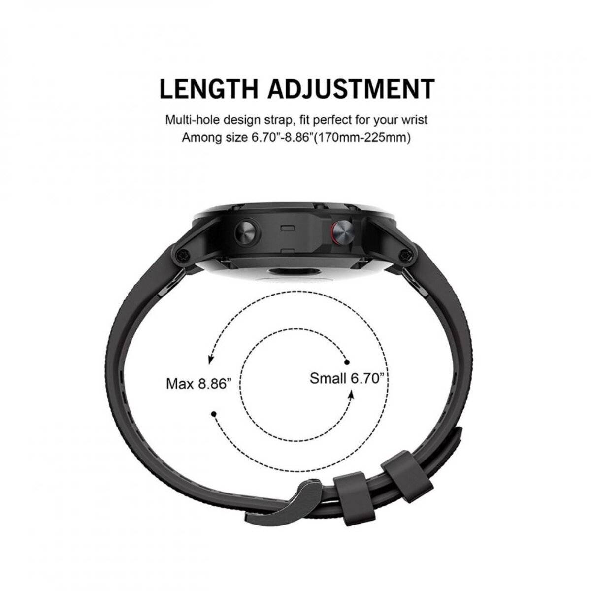 Smartwatch mit verstellbarem Armband für Handgelenkgrößen von 6,70