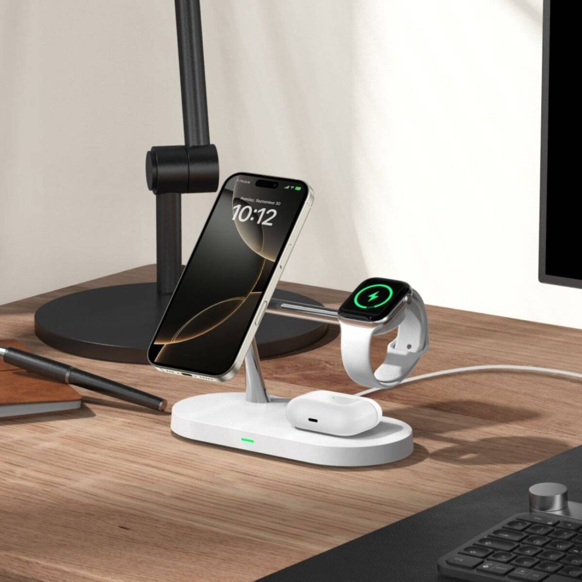 Tech-Protect A12 3in1 MagSafe induktives Ladegerät Smartphone / Kopfhörer Smartwatch - Weiß