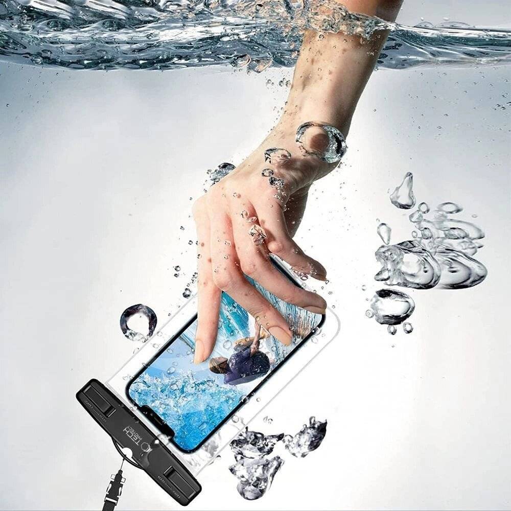 Tech-Protect UWC7 wasserdichte Hülle universell Smartphones bis 6,9 Zoll – Schwarz