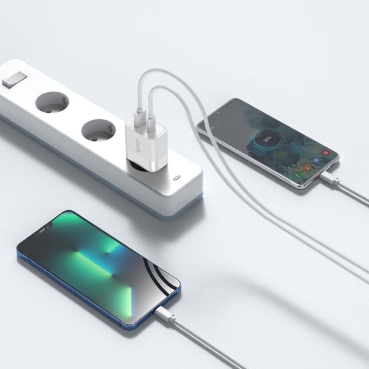 Tech-Protect C30W 30W USB-C / USB-A Schnellladegerät Weiß