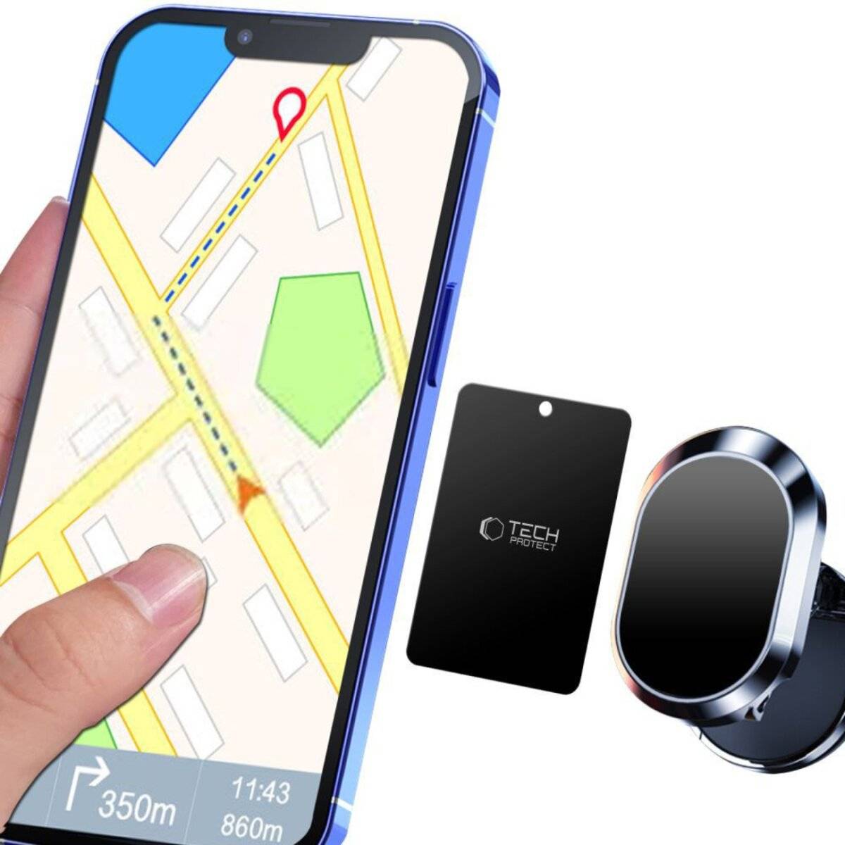 Tech-Protect MetalPlate Magnetplatten für Autohalterungen – Schwarz (4 Stk.)