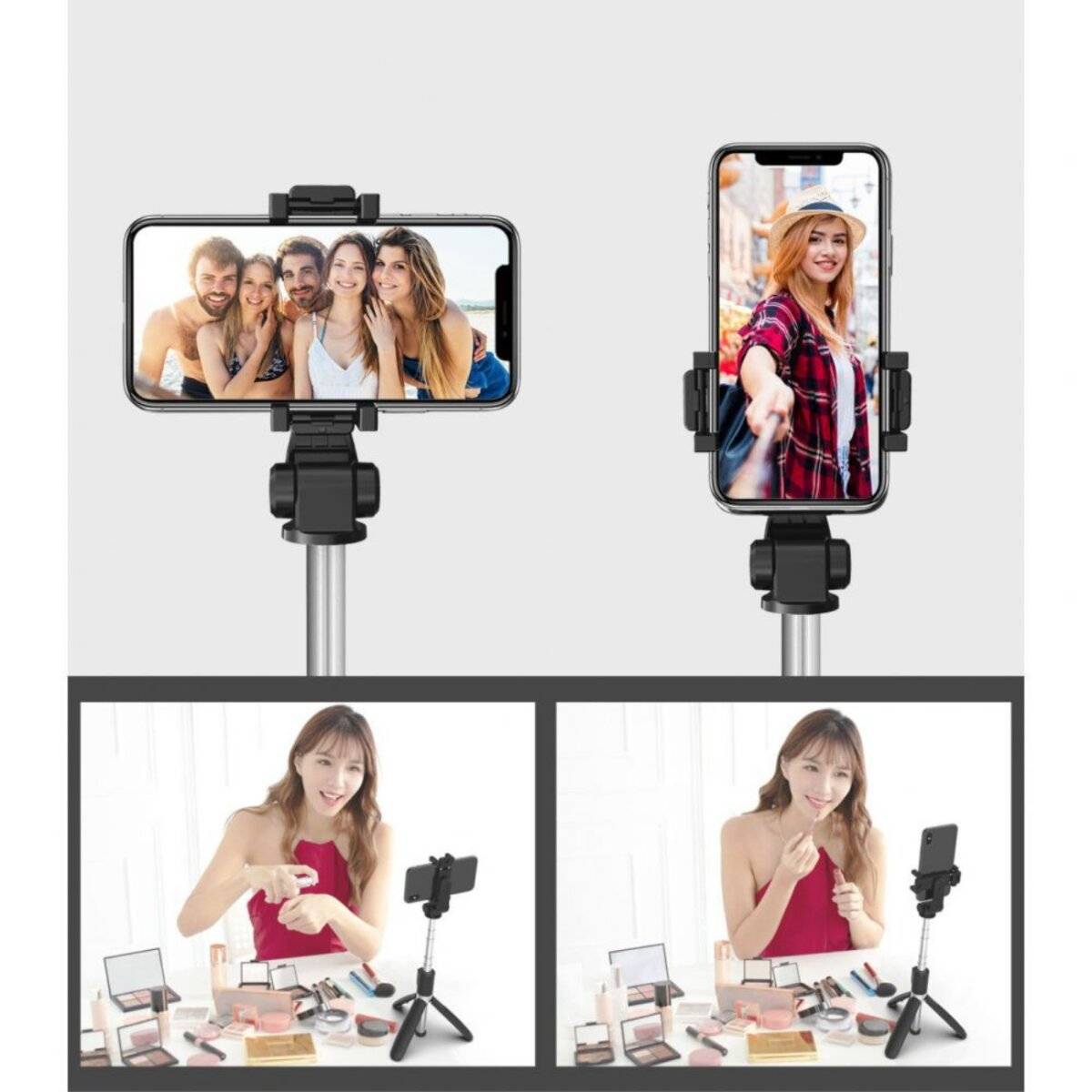 Tech-Protect L02S Bluetooth-Selfie-Stick Stativ bis 72 cm – Schwarz