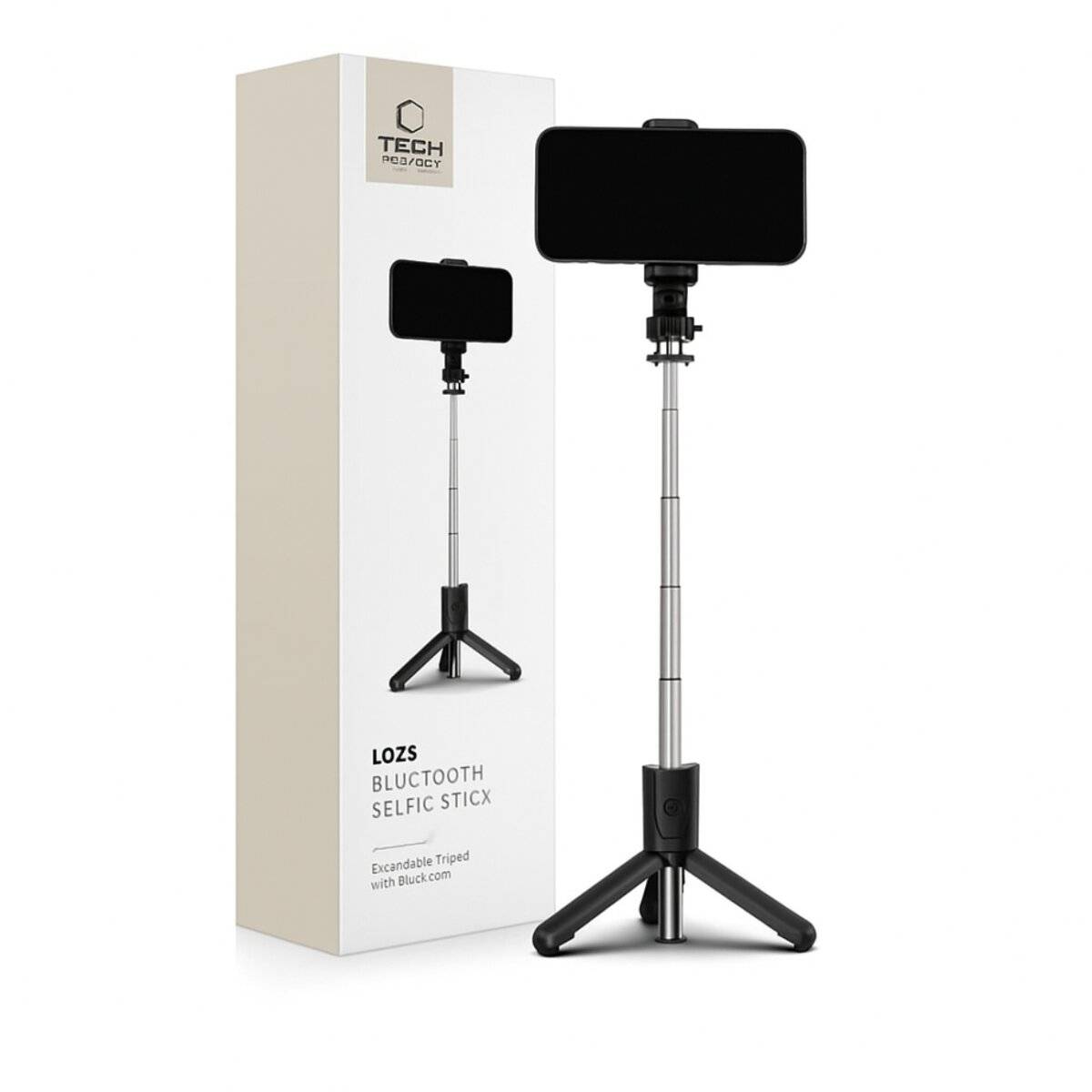 Tech-Protect L02S Bluetooth-Selfie-Stick Stativ bis 72 cm – Schwarz