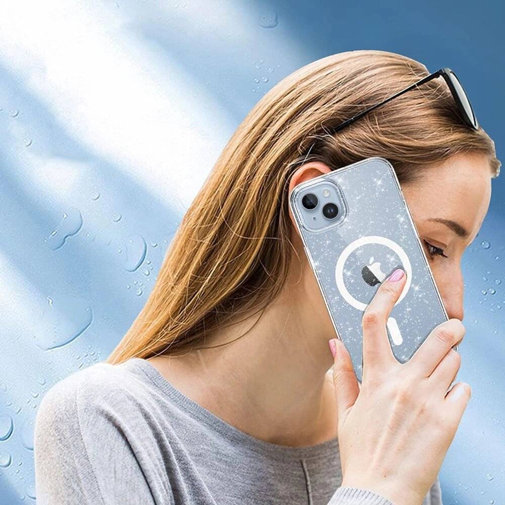 Tech-Protect FlexAir Hybrid MagSafe Hülle iPhone 13 / 14 – transparent glitzernd
