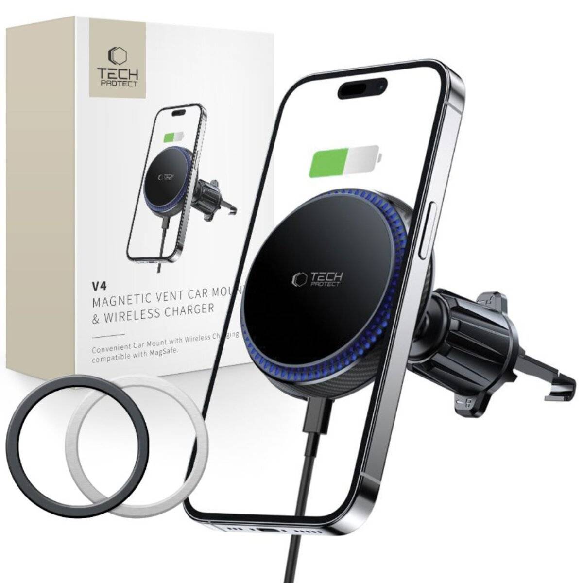 Tech-Protect MM15W-V4 Autotelefonhalter MagSafe 15W induktivem Ladegerät Lüftungsschlitze –